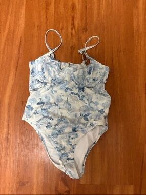 Victoria's Secret Blue and White Floral One-Piece Swimsuit